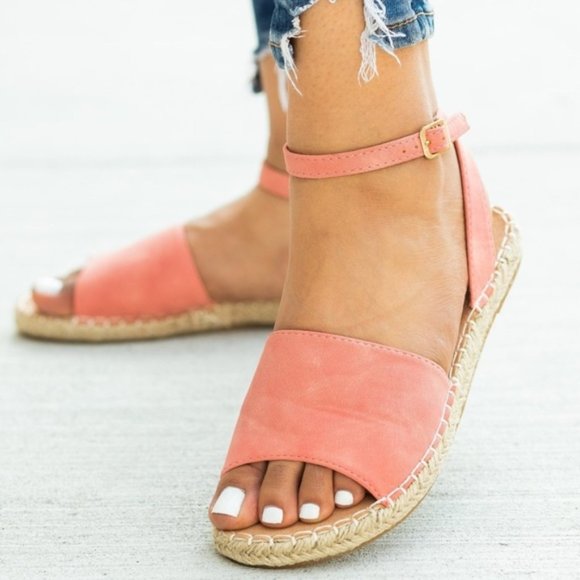 Shoes - Coral Strap Open-Toe Espadrille Sandals